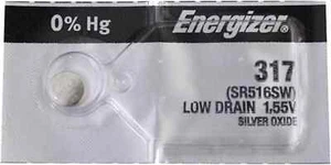 2PC Energizer 317 SR516SW Silver Oxide Watch Battery 1.55V Coin Button Cells 516 - Picture 1 of 1