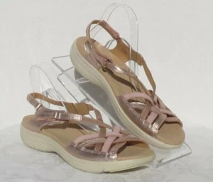 HOTTER England Maisie Metallic Pink Strappy Leather Sandals Shoes UK 7.5 US 9.5 - Picture 1 of 7