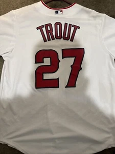 Los Angeles Angels Mike Trout #27 Majestic Cool Base Jersey Size L White - Picture 1 of 6