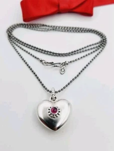 New Genuine Pandora RARE Pink Rhodolite Stone Heart Pendant Necklace S925 ALE - Picture 1 of 8