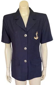 Katies Size 10 Jacket Blouse Button Front Short Sleeve Pocket Blue AUSSIE Made - Picture 1 of 11