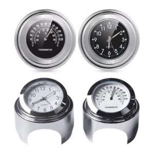 Horloge Guidon 2 en 1 Motos Thermomètre Température Cadran Lumineux Horloge - Photo 1/10