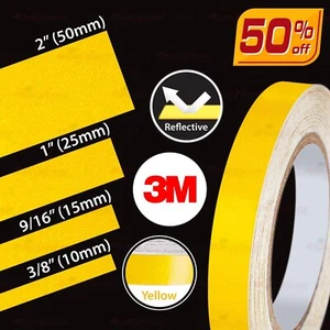 3M YELLOW REFLECTIVE Conspicuity Auto Trailer PinStripe Vinyl Decal Tape Sticker - Foto 1 di 15