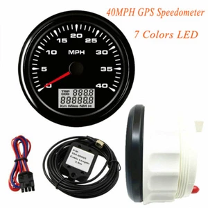 85mm 3-3/8" GPS Velocímetro 40MPH Odómetro 7 Colores LED para Coche Marino Carro de Golf - Imagen 1 de 6