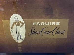 LUCCHETTO SCARPE VINTAGE SCATOLA IN LEGNO ESQUIRE CASSA CURA SCARPE - Foto 1 di 8