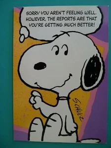 PEANUTSGet Well Greeting Card For Anyone Snoopy Hallmark - Picture 1 of 3