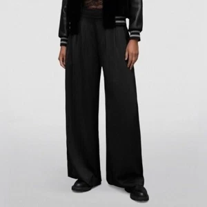 NEW! $229 ALLSAINTS CODY WIDE LEG TROUSERS PANTS BLACK SZ U.S. 12 - Picture 1 of 4