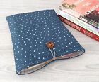 Handmade Book Sleeve Cover Padded Tablet Pouch Blue Spots Fabric Protector