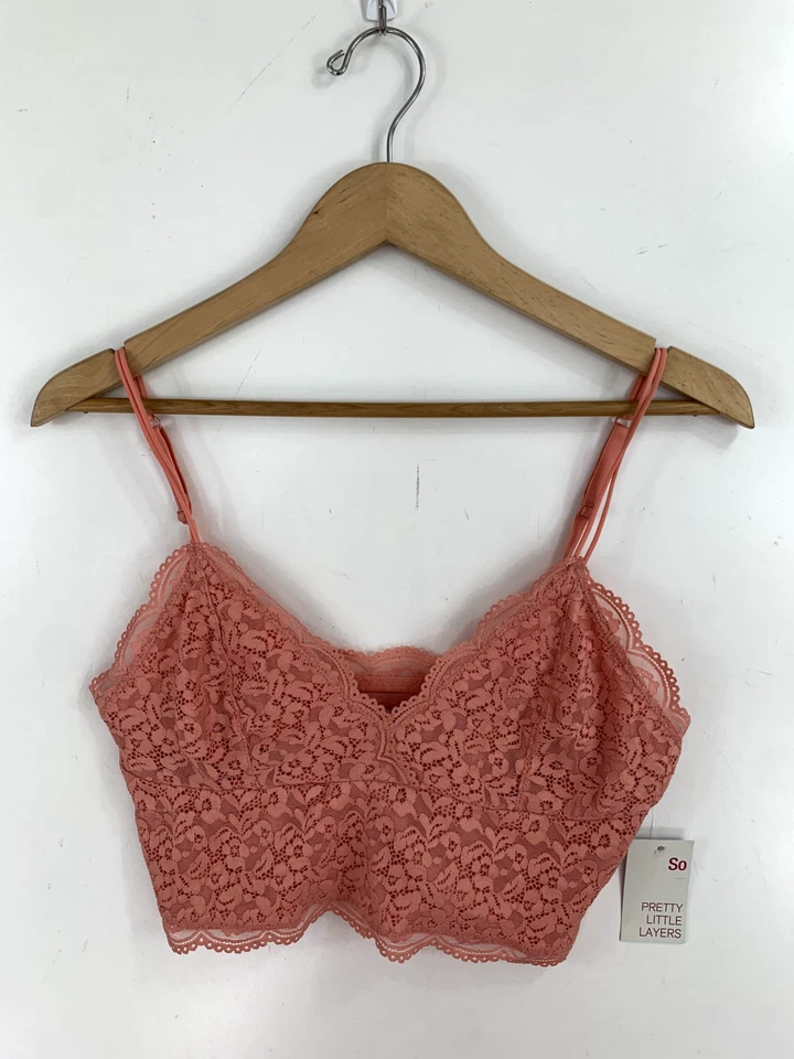 Sujetador SO Pretty Little Layers para mujer grande rosa liso ganchillo encaje cuello en V nuevo con etiquetas Foto 1 de 4