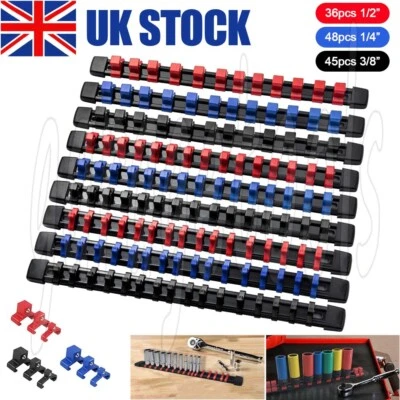 9PCS Socket Rail Storage Holder Organizer Tray Set 1/2" 3/8" 1/4 inch Wall Mount - Image 1 of 4