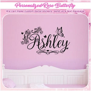 Personalized Custom Name Butterfly Flower Wall Art Decor Heart Sticker Decal 154 - Picture 1 of 3