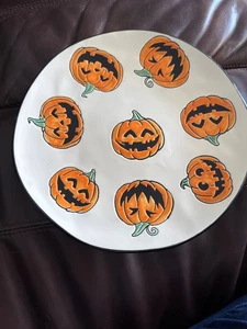 Eli + Ana Jack O Lantern PUMPKIN Ceramic 11.25 in  Dinner Plate - NEW - Picture 1 of 3