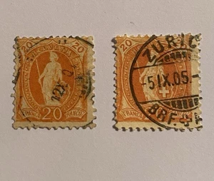 Schweiz, Sc# 82a & 82b - Wmk 182 - orange - Kat 4,80 $ - Bild 1 von 2