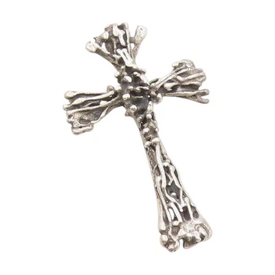 925 Sterling Silver Vintage Pendant Brutalist Religious Cross Design  PT25093 - Image 1 of 4