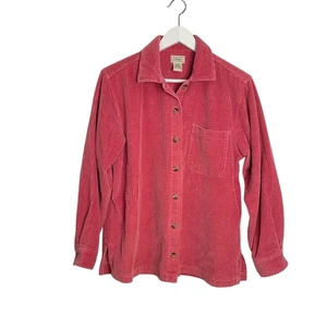 L.L. Bean Women's Size PS Pink Cotton Corduroy Button Down Big Comfort Shirt - Picture 1 of 8