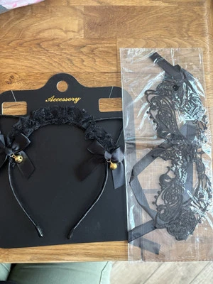 Cat Ear Headband with lace cat eye mask - Image 1 of 3