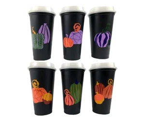 Starbucks ~ Reusable Hot Cups - 6 Pack ~ PUMPKINS w/Glow in Dark Lids ~ 16 oz. - Bild 1 von 5