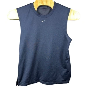 Vintage Y2K Nike Men's Medium Navy Center Swoosh Mesh Jersey Tank Top - Picture 1 of 7