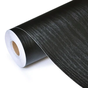 10m Black Wood Grain Wallpaper Stickers Self-Adhesive Furniture Film Vinyl Wrap - Picture 1 of 11
