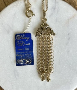 Neu aus altem Lagerbestand Vintage WHTING & DAVIS goldfarben Netz Hänger Halskette - Bild 1 von 6