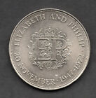 1972 United Kingdom five shilling Crown Elizabeth & Philip coin