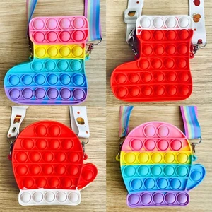 Xmas Buy 1 Get 1 Free Pop Popper Fidget Toy Push It Bubble Bag Crossbody Bag - Picture 1 of 27
