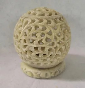 Soapstone Round Sphere Tealight Candle Holder - Picture 1 of 6