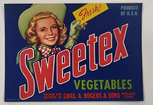 LABEL Sweetex Vegetables Chas Rogers Weslaco Texas - Picture 1 of 1