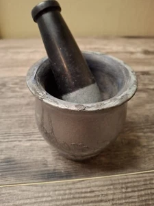 Schwarzer Speckstein Mörser und Stößel 4 Zoll mal 4 Zoll - Bild 1 von 8
