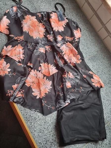 NEU ungetragen Tankini mit Short (mit Innenschutz) schwarz/orange Gr.XL - Bild 1 von 3