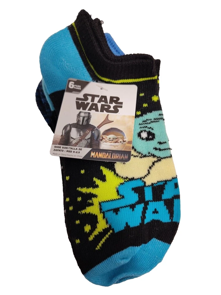 Star Wars Mandalorian Baby Yoda 6 pares de calcetines sin presentación para niños, pequeños 4 1/2-8 1/2 Foto 1 de 4