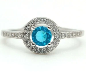 Anillo de plata de ley 925 con topacio azul y topacio de 1 quilate talla 6 y 5-2 - Imagen 1 de 3