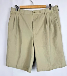 Nat Nast Mens 100% Silk Shorts Size 34  Bermuda Pleated Khaki - Picture 1 of 14