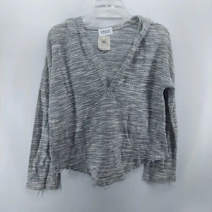 Rip curl hoodie women size XS gray pullover hippie boho v neck distressed hem - Picture 1 of 8