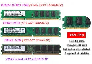 LOT 2GB 4GB 8GB DDR2-5300 6400U 667 800 DDR3-1600 Mhz Desktop Memory DIMM RAM HP - Picture 1 of 45