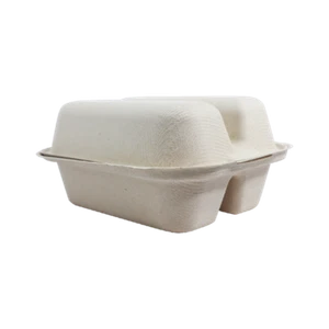 World Centric Conteneur à tacos à clapet 2 compartiments, TO-SC-T2, compostable - Photo 1/3