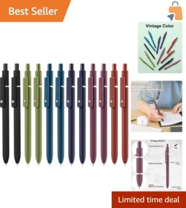 Aesthetic Gel Ink Pens - 12 Retro-Style 0.5mm Quick-Dry Black for Journaling - Picture 1 of 9