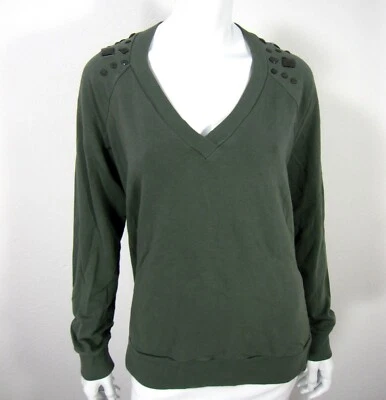 Sudadera Ella Moss Manga Larga Cuello en V Cuentas Algodón Verde Talla L Grande 226  Foto 1 de 4