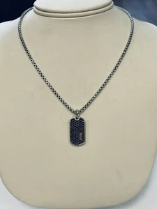 David Yurman 1.50ct Pave Round Black Diamond Streamline 925 Pendant With Chain - Picture 1 of 3