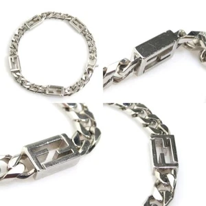 FENDI Bracciale Braccialetto AUTENTICO Catena Logo Vintage Argento FF Logo Quadrato ken F/S - Foto 1 di 5