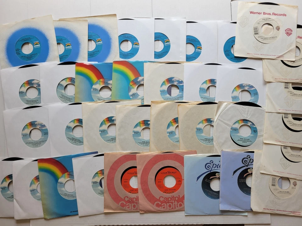 GEN WATSON Lot of 35 RECORDS 7" 45rpm Back in the Fire One Hell of a Heartache - Image 1 of 4