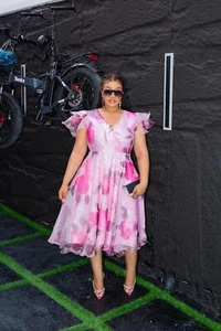 Plus Size Pink Evening Dress for Women - Picture 1 of 4