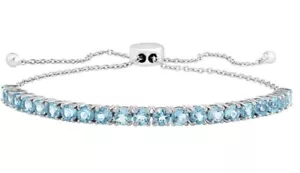 NEW! EFFY BLUE TOPAZ & STERLING SILVER BOLO BRACELET - Picture 1 of 3