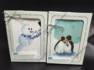 Weihnachtskarten & Umschläge Casa Karten 2 Stück 20 (40) Pinguine Schneemann blau weiß - Bild 1 von 7