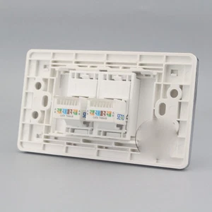 Wall Socket 2 Port Socket Network Ethernet LAN CAT 6 Panel Faceplat 120mmx70mm - Picture 1 of 3