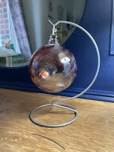 handmade mouth blown glass Friendship Bauble Globe Ball 10cm diameter on stand - Picture 1 of 8