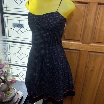 Vestido Ruby Rox Negro Blanco Pequeño Lunares Pinup Encaje Talla L Leer Foto 1 de 4
