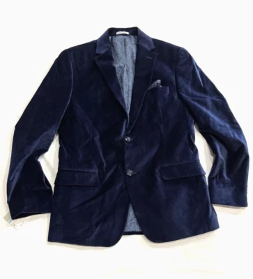 nwt Alfani men's Slim Fit Velvet Blazer Sport Coat Jacket - size 40R - Navy - Image 1 of 4