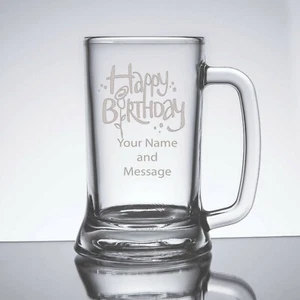 Bicchiere Birra Inciso Personalizzato Personalizzato Design Compleanno - Foto 1 di 2