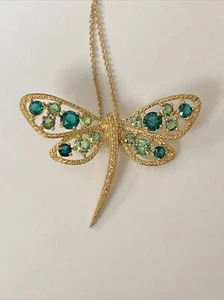 Halskette Gold über 0,925 Sterling Silber mit Libelle Anhänger - Bild 1 von 5